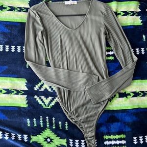 V Neck Long Sleeve Body Suit